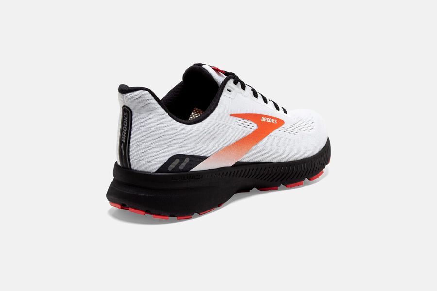 Launch 8 Road Brooks Running Shoes NZ Mens - White/Black/Red - JQWODB-781